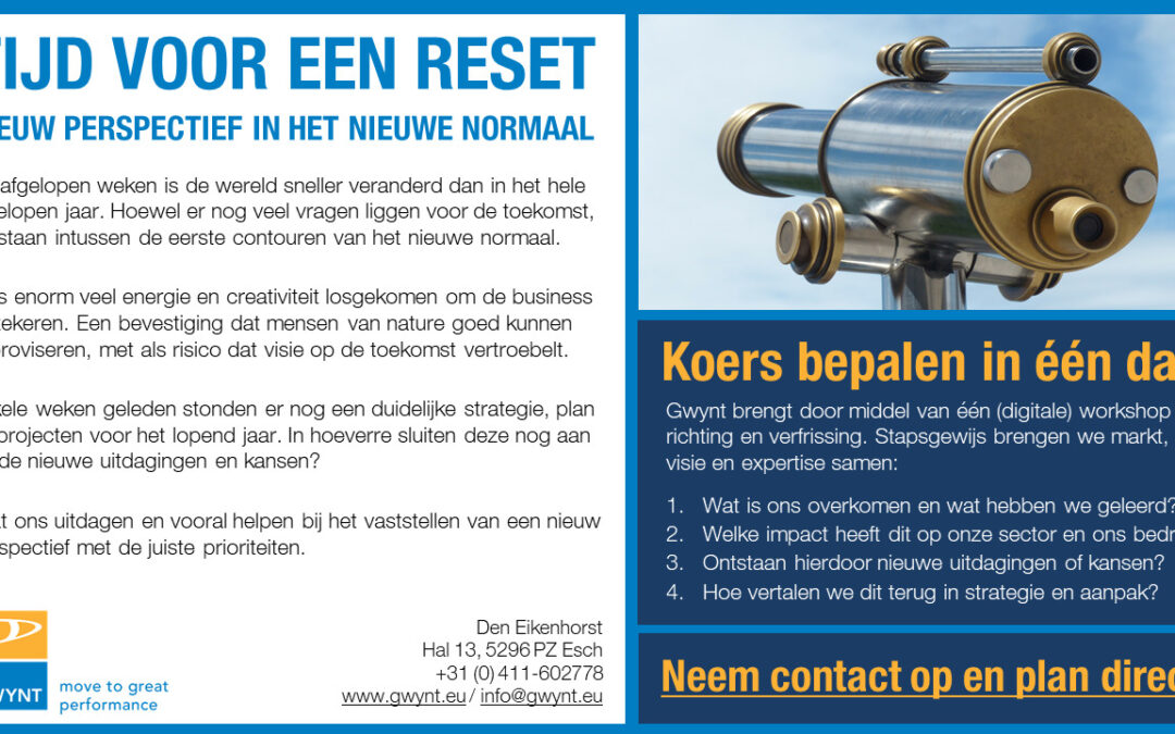 Time for a reset – New perspective in the new normal